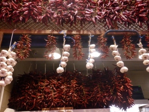 Paprika chillies and Garlic  adorning one of the stalls 